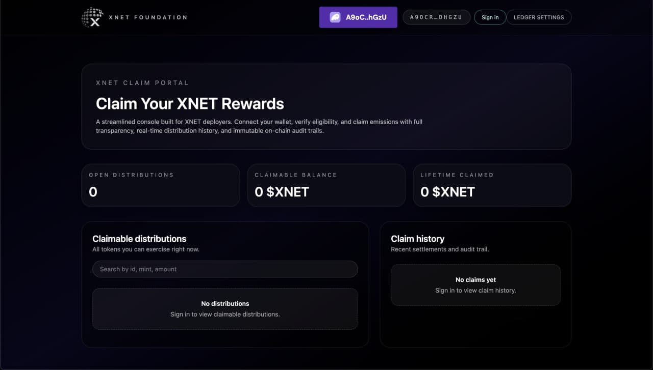 Screenshot of sync.xnetfoundation.org dashboard